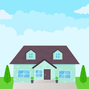 房子的窗户和天空图片