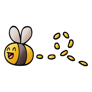 矢量梯度插图卡通嗡嗡蜜蜂