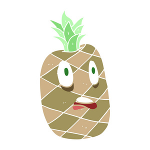 菠萝的平面彩色插图