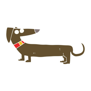 香肠狗的平面彩色插图