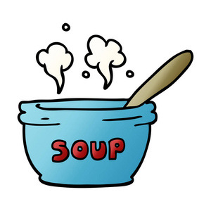 热汤的卡通涂鸦