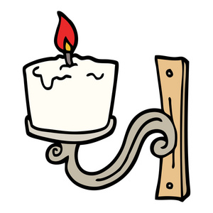 手绘涂鸦式卡通旧烛台插画