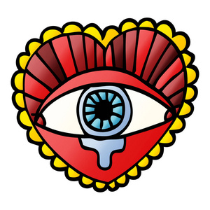 卡通涂鸦爱心眼纹身图片