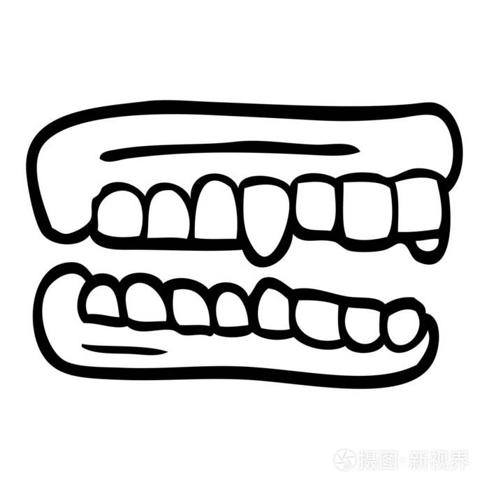 画线卡通假牙