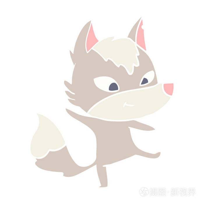 友好的平色卡通狼舞