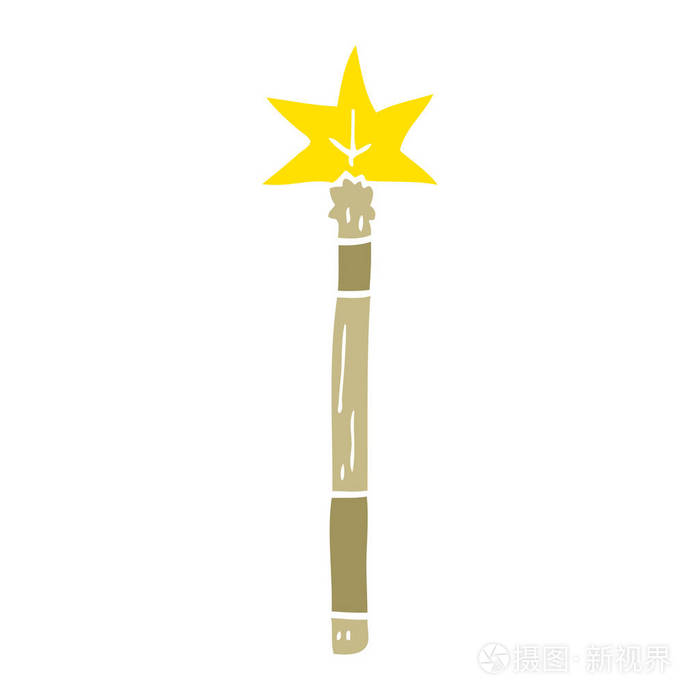 卡通涂鸦魔杖矢量插图