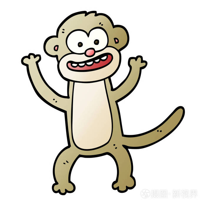 矢量梯度插图卡通猴子