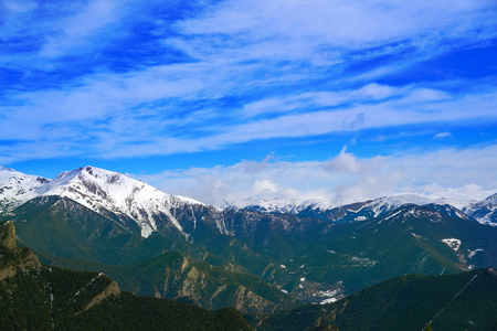 阳光明媚的日子里，安得拉比利牛斯山的帕尔滑雪胜地