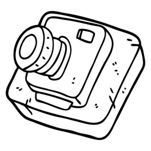 黑白卡通旧相机
