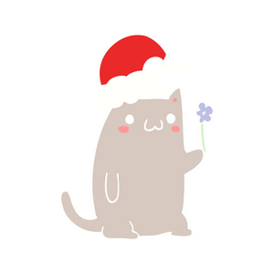 可爱的纯色卡通圣诞猫