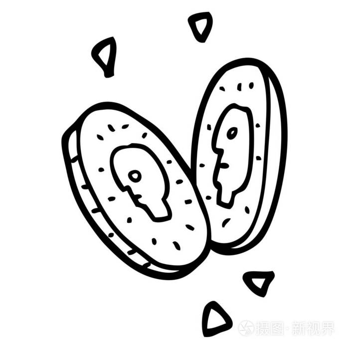 画线卡通货币硬币