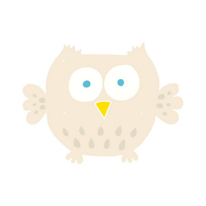 快乐猫头鹰的平面彩色插图