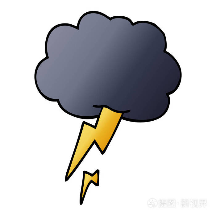 卡通涂鸦雷声和闪电