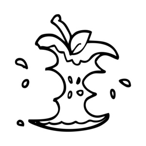 线描卡通多汁咬苹果图片