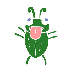 有趣的平色风格卡通虫插画