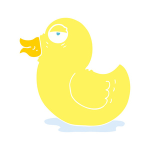 橡胶鸭的平面彩色插图