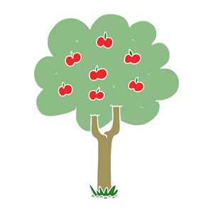 平色风格卡通苹果树
