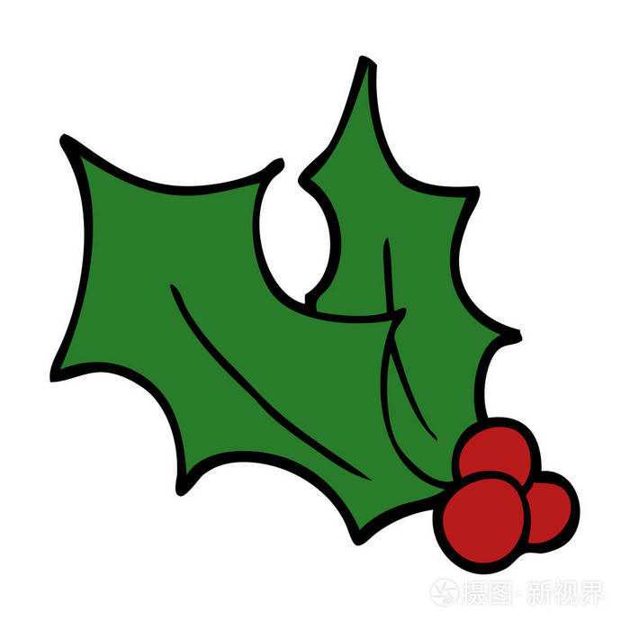 白色背景上的卡通涂鸦冬青