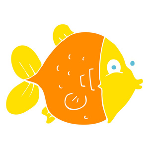有趣鱼的平面彩色插图