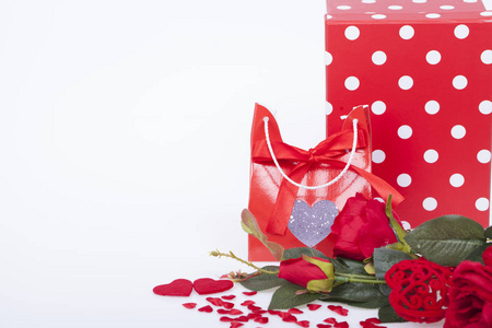 s day and red roses on a white background