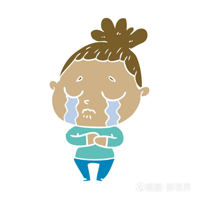 平色风格卡通哭女