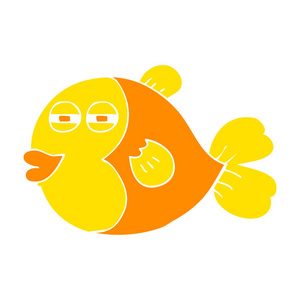 鱼的平面彩色插图