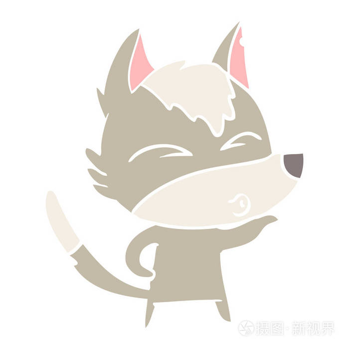 平色风格卡通狼撅嘴
