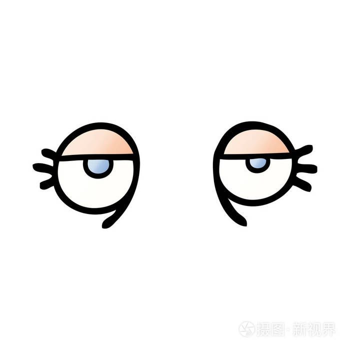 矢量梯度插图卡通疲惫的眼睛