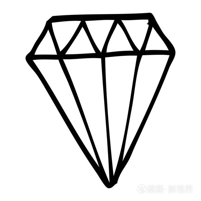 线条画卡通纹身钻石