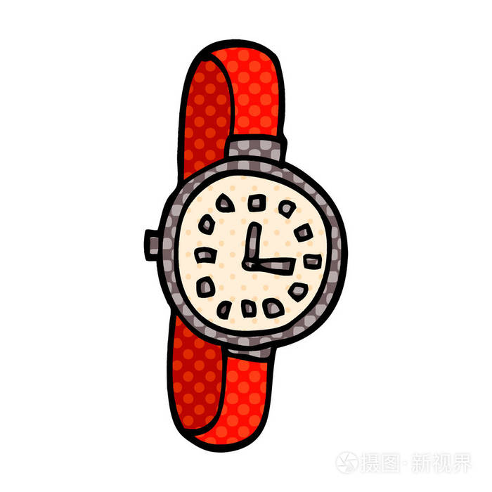 白色背景上的卡通涂鸦手表