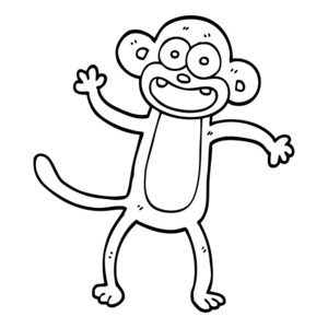 线条画卡通挥舞猴子照片