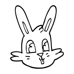 线条画卡通兔子脸