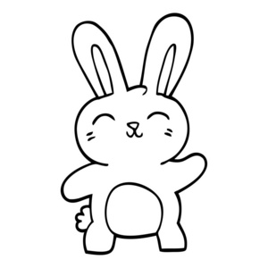 线描卡通可爱的兔子图片