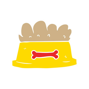 狗饲料的涂鸦平面彩色卡通碗狗粮照片