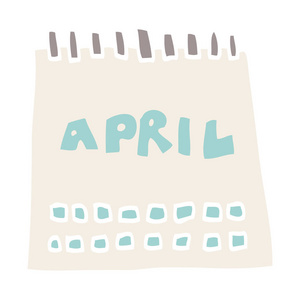 卡通涂鸦日历显示四月