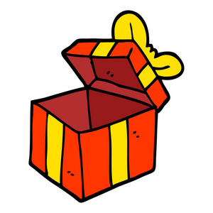 手绘涂鸦风格卡通打开礼品盒照片