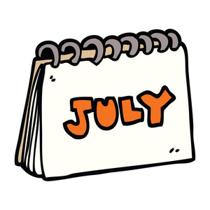 卡通涂鸦日历显示七月