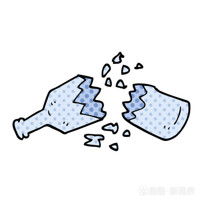 漫画风格卡通打碎玻璃