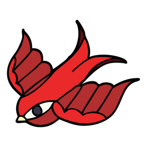 卡通涂鸦纹身燕子符号精美详细的葡萄酒插图与飞行燕子鸟部落几何图案