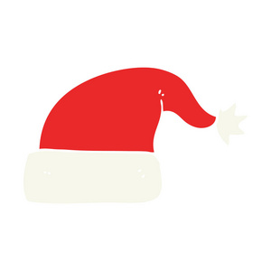圣诞帽的平面彩色插图