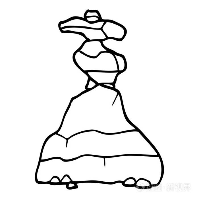 线绘卡通巨石插画-正版商用图片13y9dt-摄图新视界