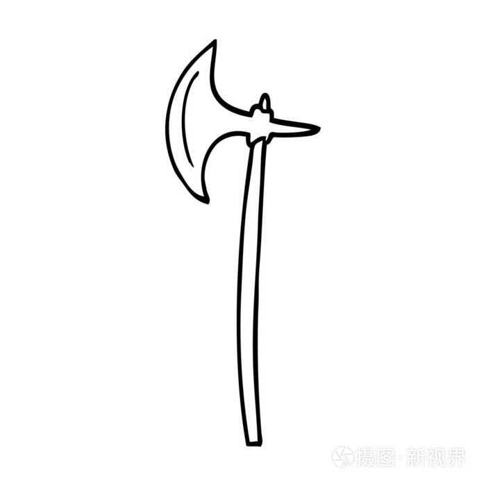 线绘卡通中世纪斧头