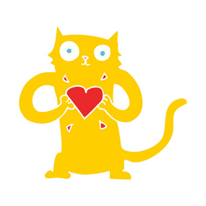 爱心猫平面彩色插图