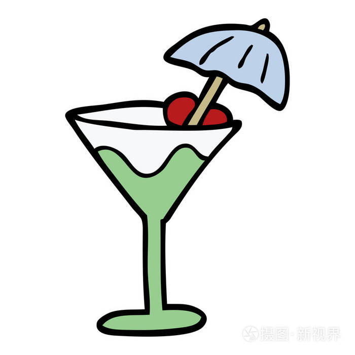 卡通涂鸦鸡尾酒彩色矢量插图插画-正版商用图片13yax6-摄图新视界