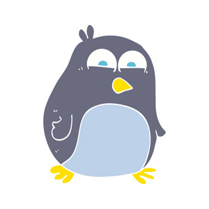 企鹅的平面彩色插图