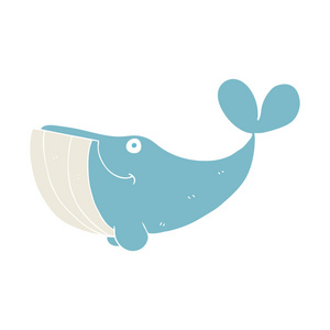 快乐鲸鱼的平面彩色插图
