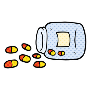 漫画风格卡通药片罐照片