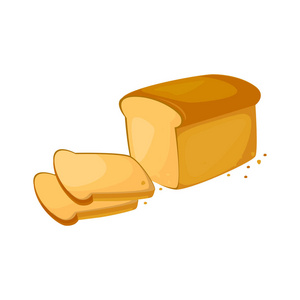 面包店图标, 切片新鲜的小麦面包, 在白色背景上查出的向量例证.