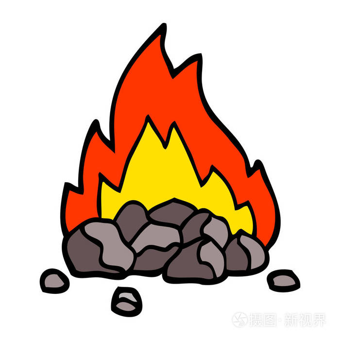 手绘涂鸦风格卡通燃烧煤插画-正版商用图片13ydcl-摄图新视界