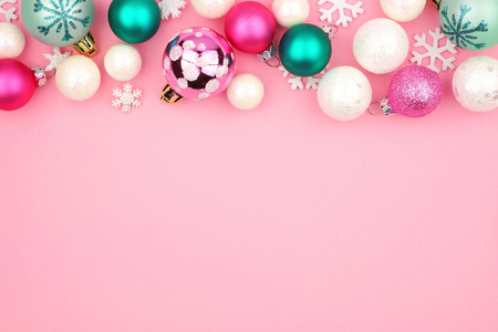 现代派塞尔圣诞宝贝顶边沿浅粉色背景